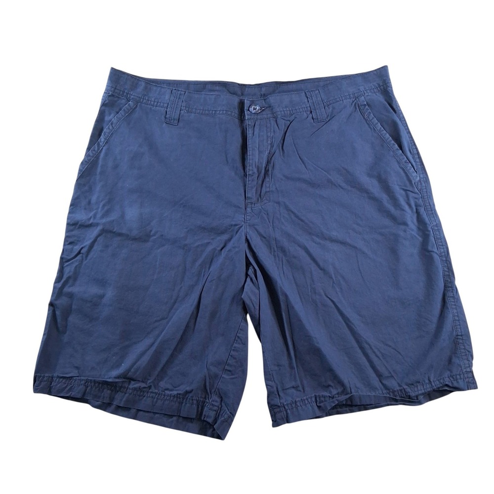 Columbia Men Shorts 32 x 10 Navy Blue Classic Cotton Utility Hiking Outdoor